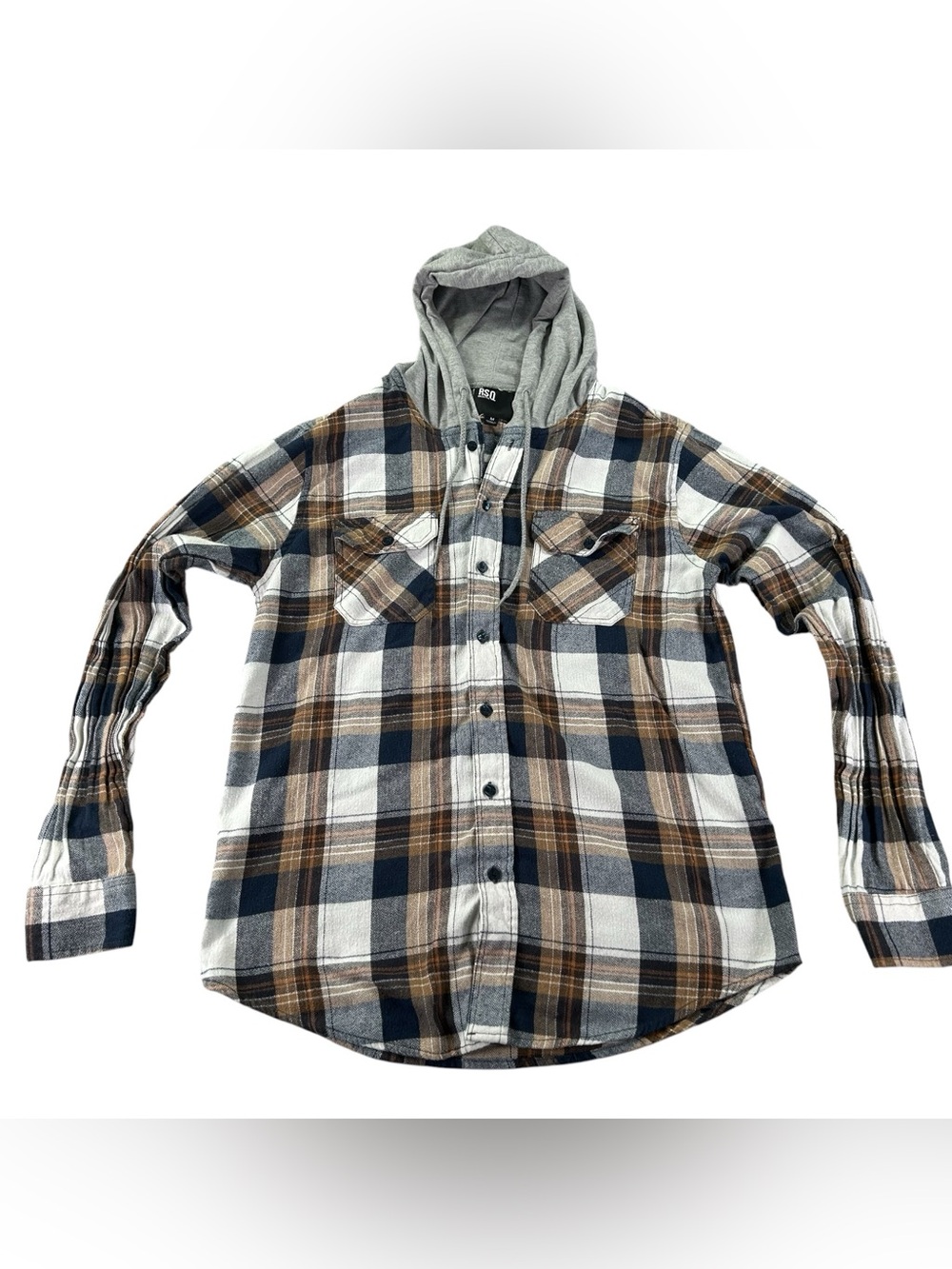 RSQ Collective Hooded Flannel Men’s M Plaid Button Front Skater Shirt Hoodie